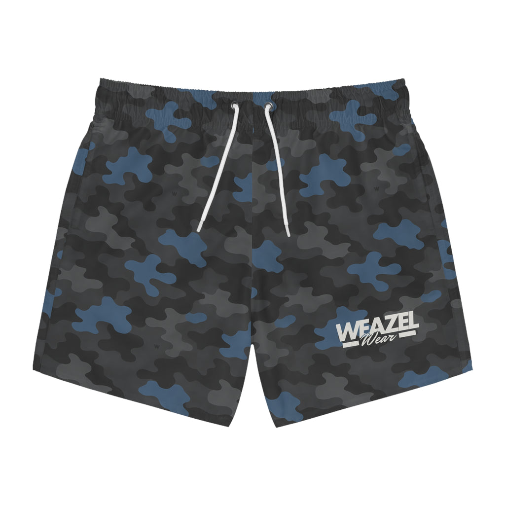 Grey & Blue Camo Swim Trunks