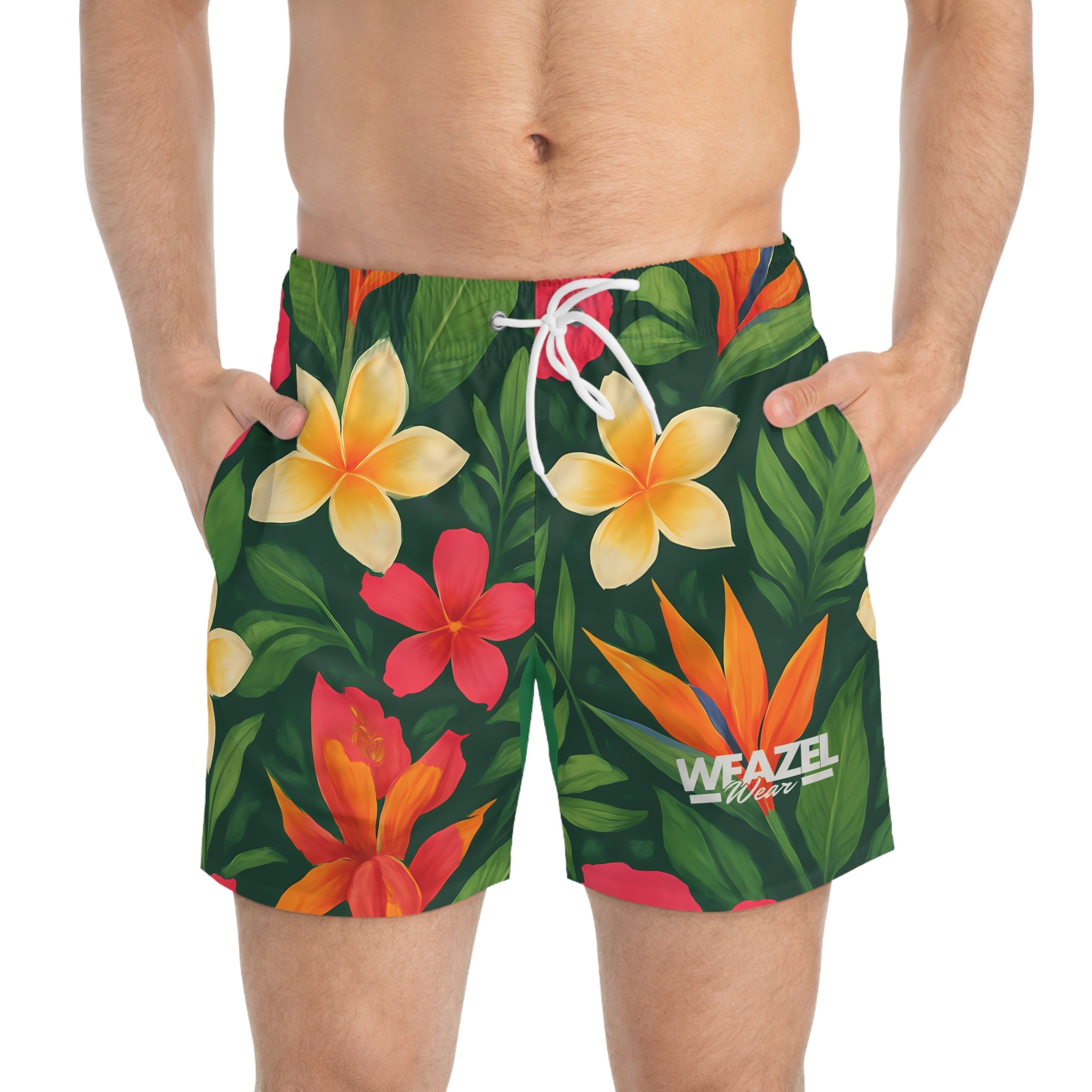 Tropical Hibiscus Swim Trunks